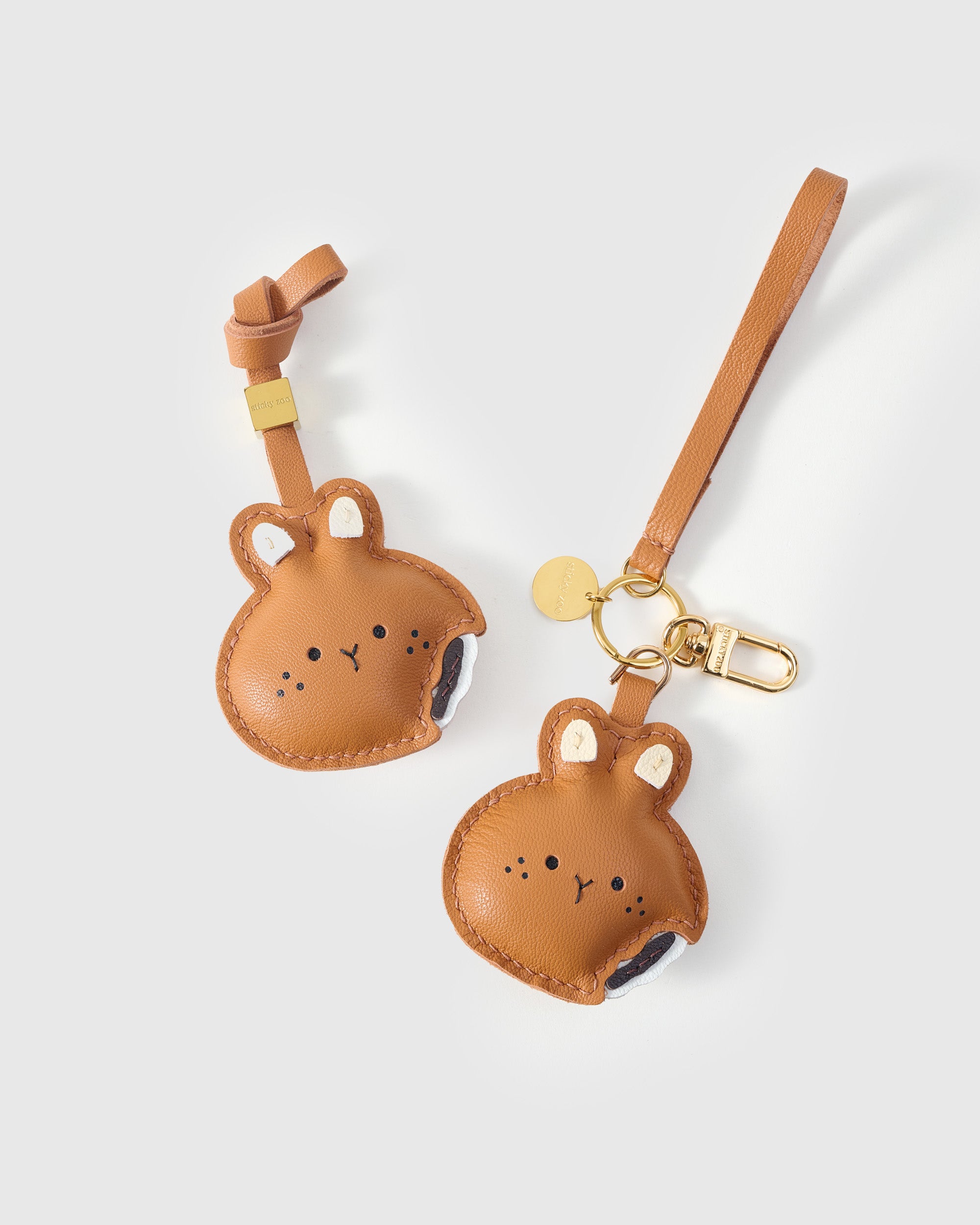 Brown Bunny Leather Bag Charm & Keychain – Handmade Gift – STICKYZOO®
