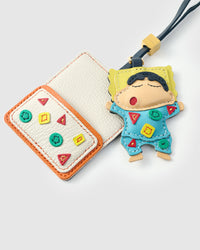 Shinchan nap charm — French Alran leather from Tarn, France, founded 1903, Entreprise du Patrimoine Vivant.