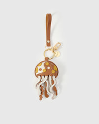 Jellyfish charm — French Alran leather from Tarn, France, founded 1903, Entreprise du Patrimoine Vivant.