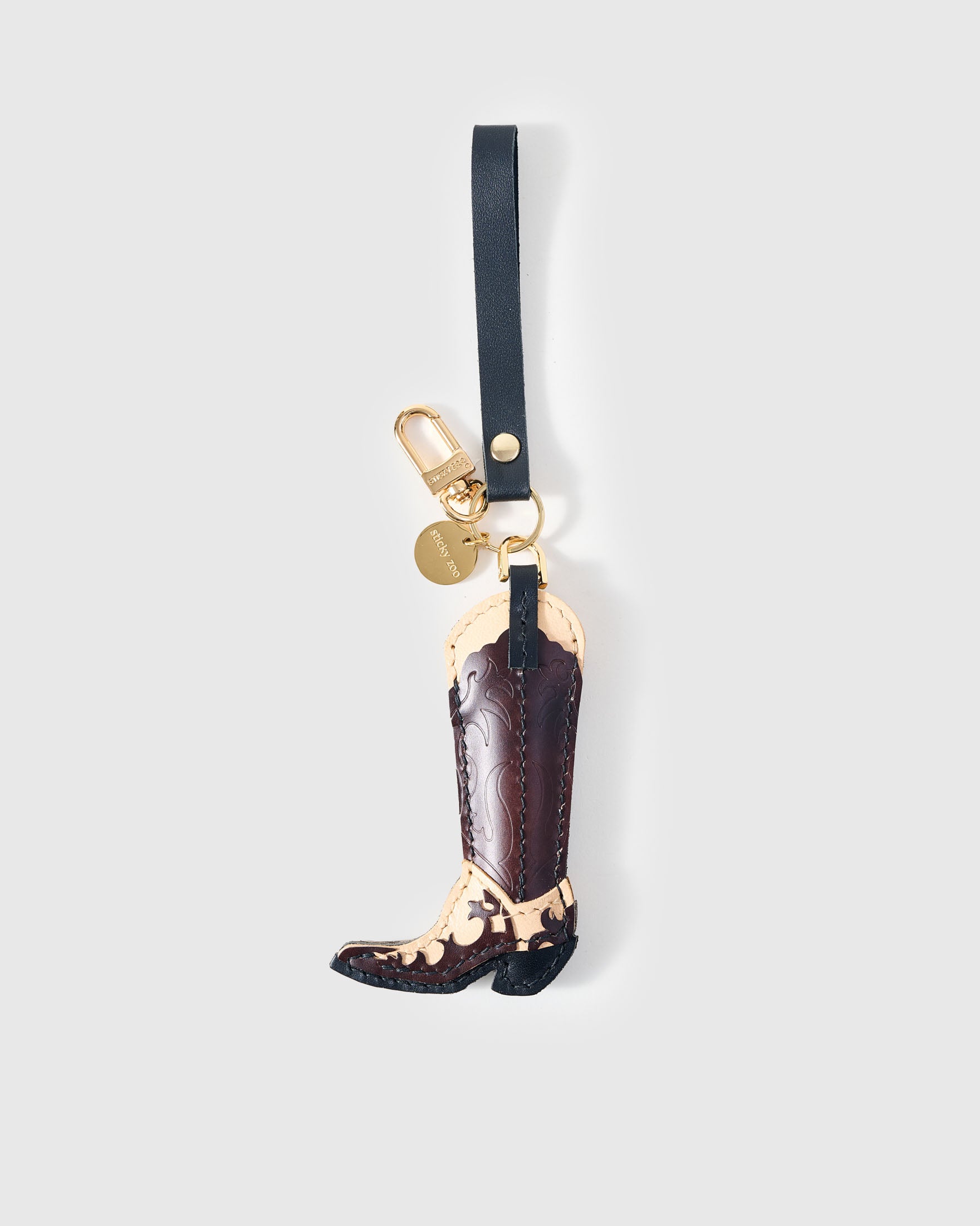 Sticky Zoo® レザー バッグチャーム＆キーチェーン – 18Kゴールドを