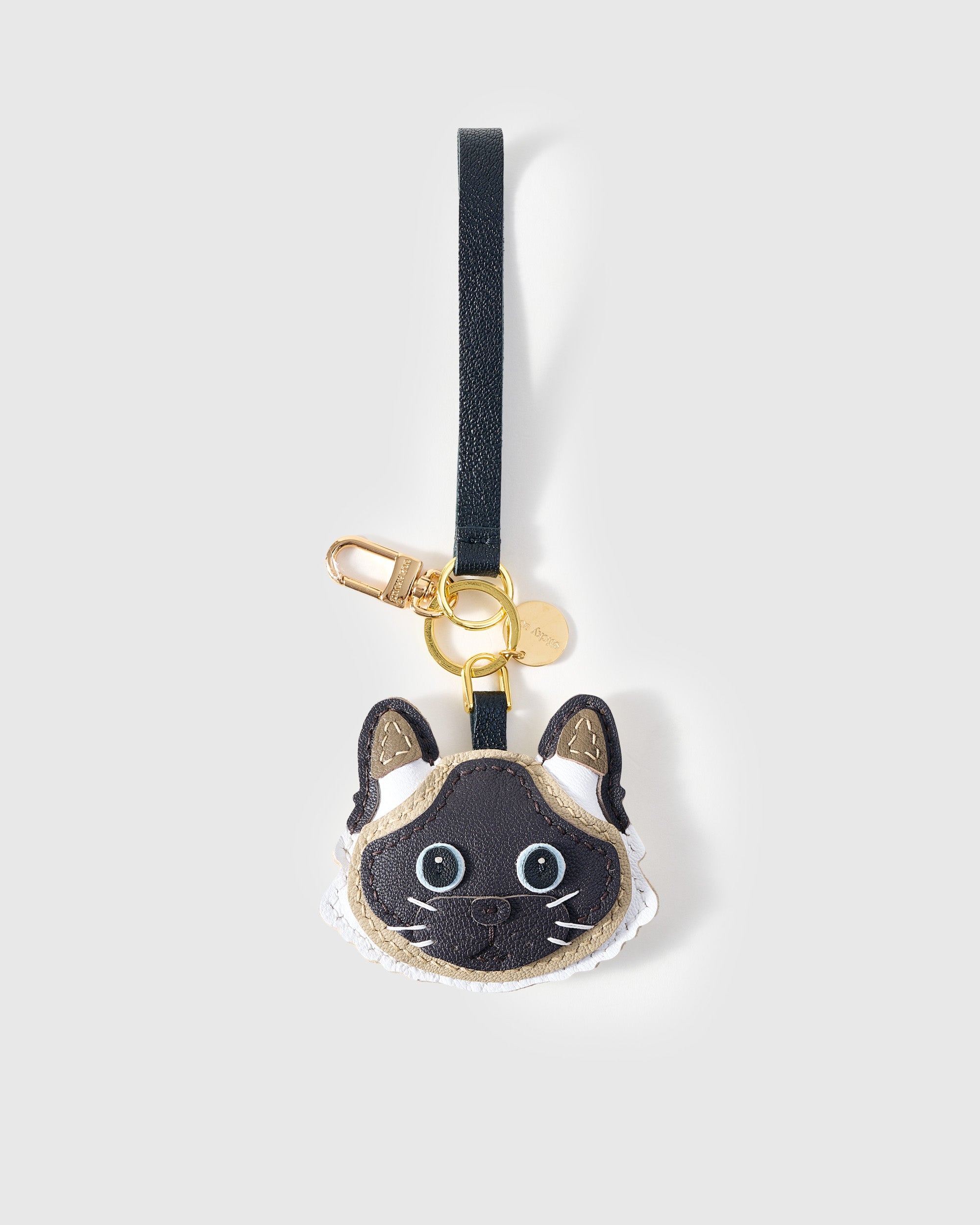 STICKY ZOO® – Siamese Cat Leather Bag Charm & Keychain – Handmade