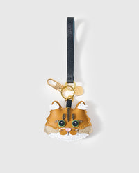 The ginger Maine Coon on an 18K gold-plated keychain clip with engraved STICKYZOO disc — clips to keys, bags, or backpacks.