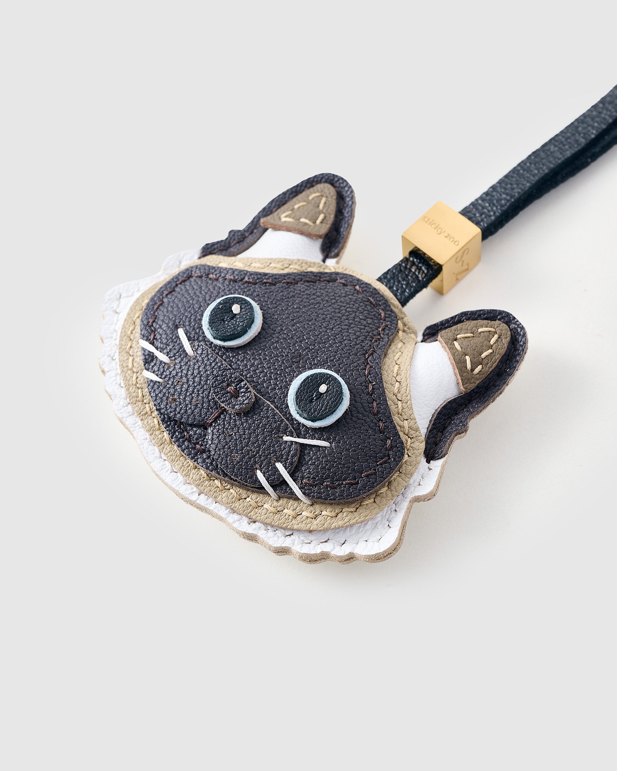 STICKY ZOO® – Siamese Cat Leather Bag Charm & Keychain – Handmade
