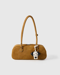 Handmade Dalmatian Luxe leather bag charm — French Alran goatskin from a tannery founded in 1903 in Tarn, France. STICKYZOO.