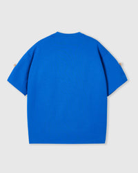 Back view of STICKYZOO blue Bear T-Shirt showing boxy silhouette and bears peeking at sleeves