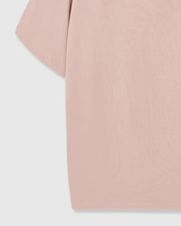 Detail of pink Dash Dachshund T-Shirt sleeve and hem showing cotton weight and clean stitching