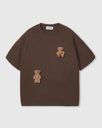 STICKYZOO Saint Teddy Bear T-Shirt in dark brown with two plush teddy bears