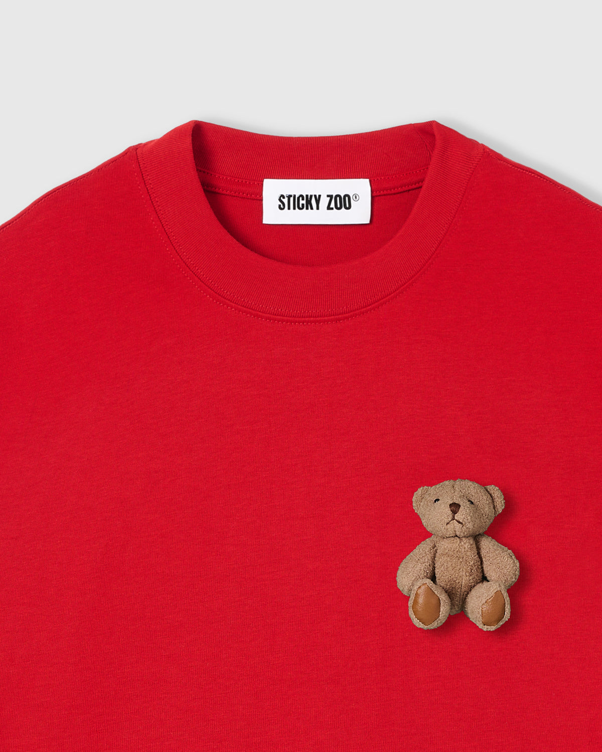 230gsm Red Plush Teddy Bear T-Shirt · Oversized Unisex – STICKYZOO®