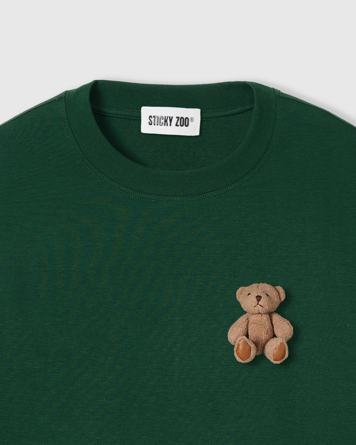 Oversized Teddy Bear T-Shirt Forest Green · 230gsm Plush – STICKYZOO®