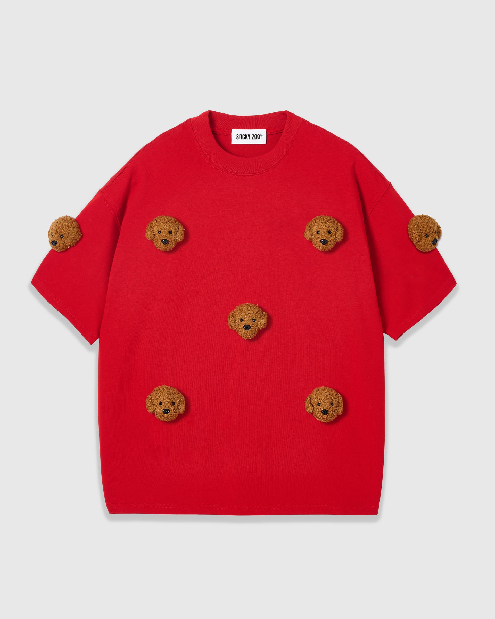 Sticky Zoo® - White Poodle Parade T-Shirt — Hand-Sewn Plush Poodles