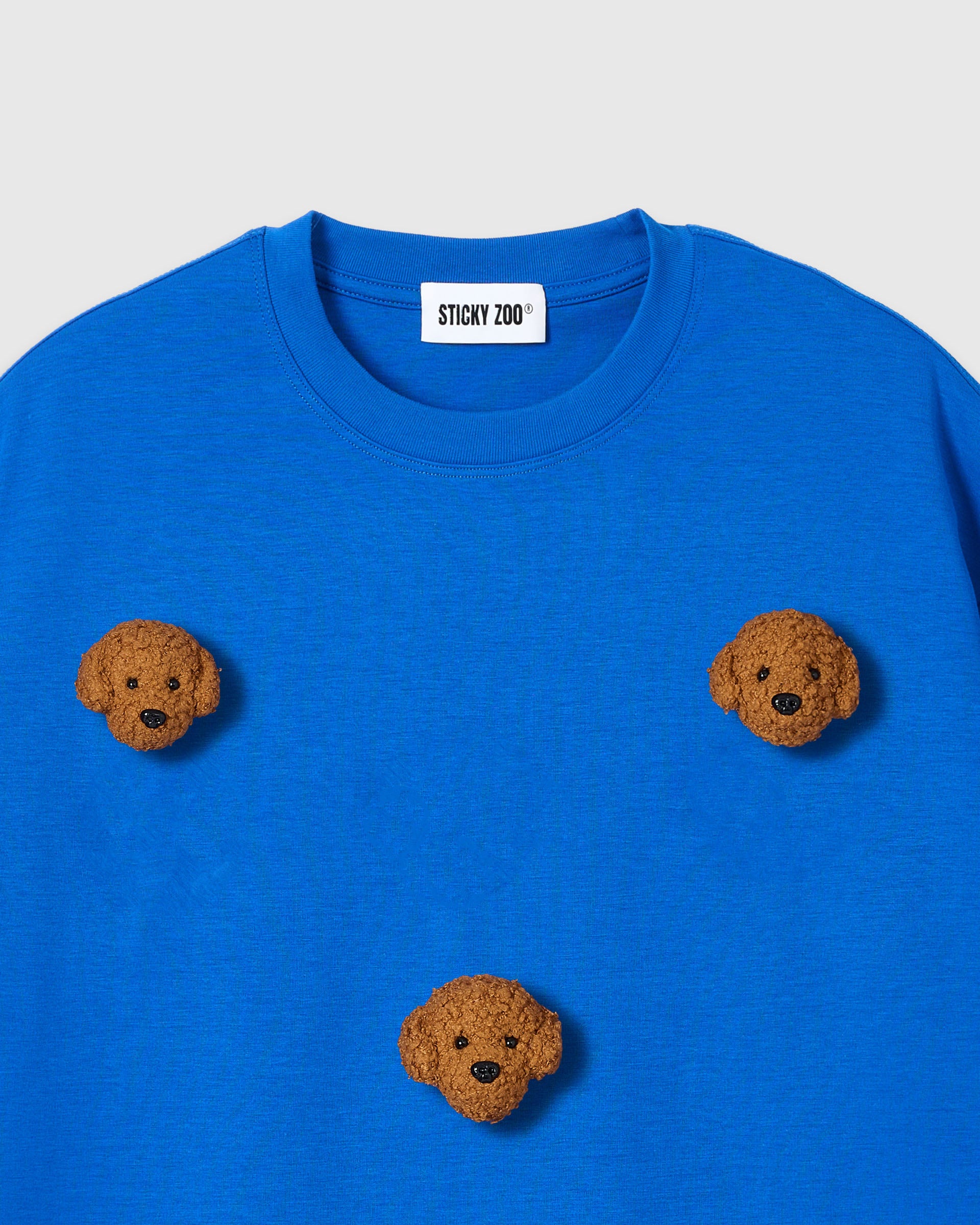 230gsm Poodle Plush T-Shirt Blue · Handmade Oversized – STICKYZOO®