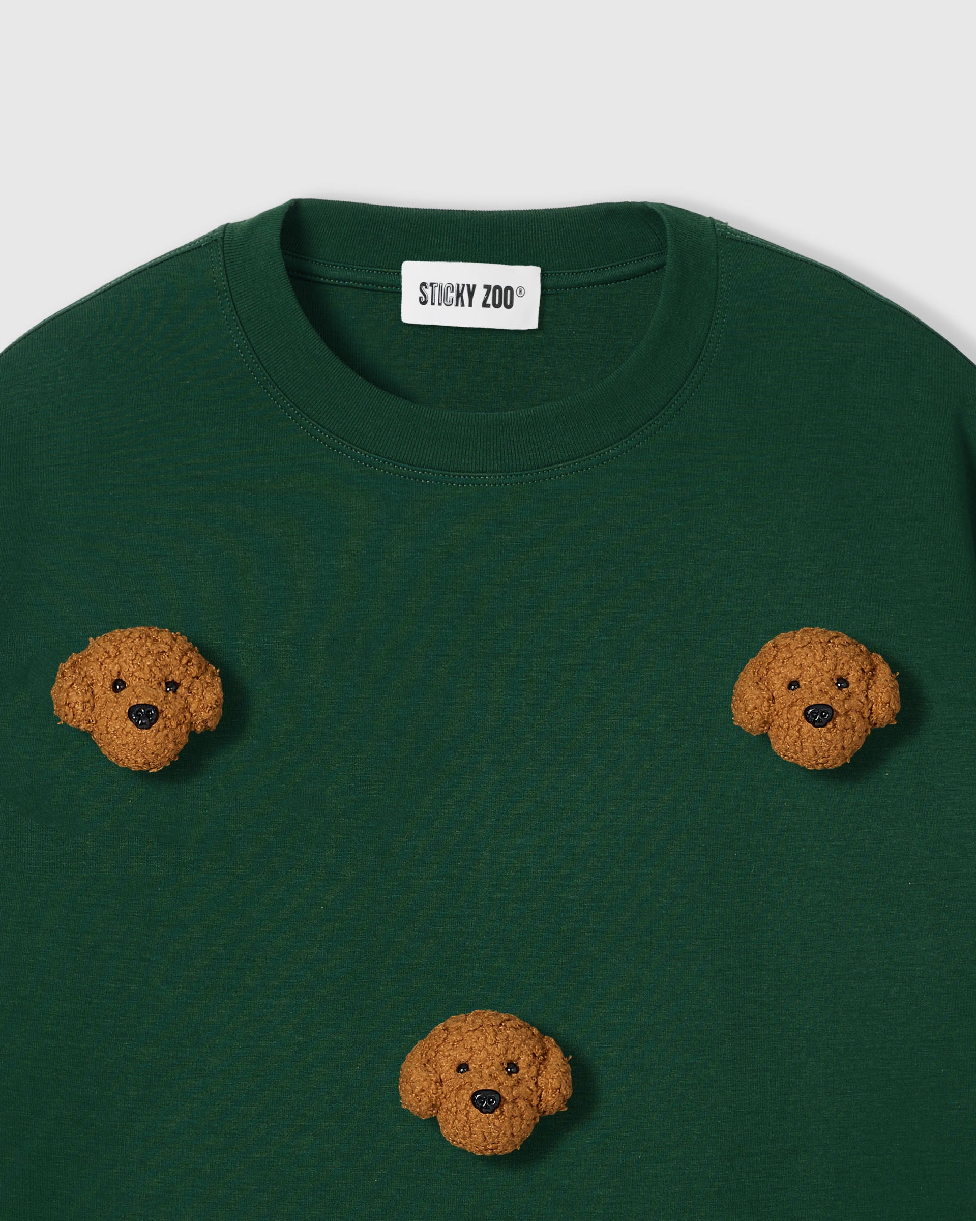 Oversized Poodle T-Shirt Green · 230gsm Handmade Plush – STICKYZOO®