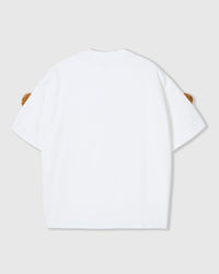 Back view of white Poodle Parade T-Shirt showing clean seams and dropped shoulders