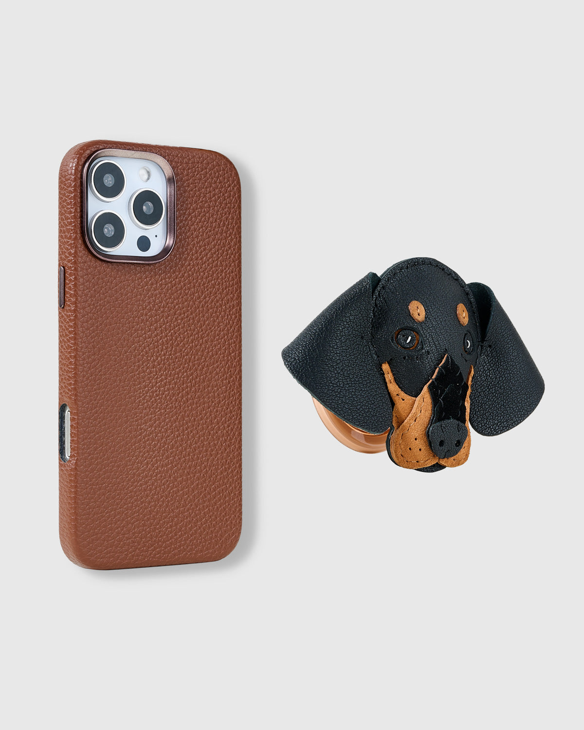 Sticky Zoo® – Dachshund Charm Phone Case Set – Leather