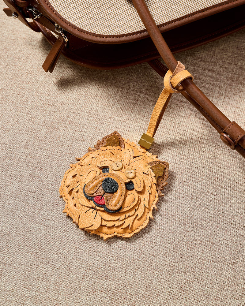 Chow Chow Leather & Suede Bag Charm & Keychain – Limited Handmade