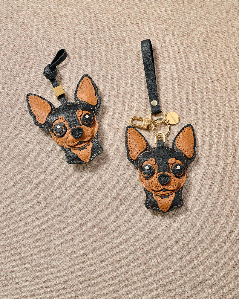 STICKY ZOO® – Chihuahua Leather Bag Charm & Keychain – Handmade