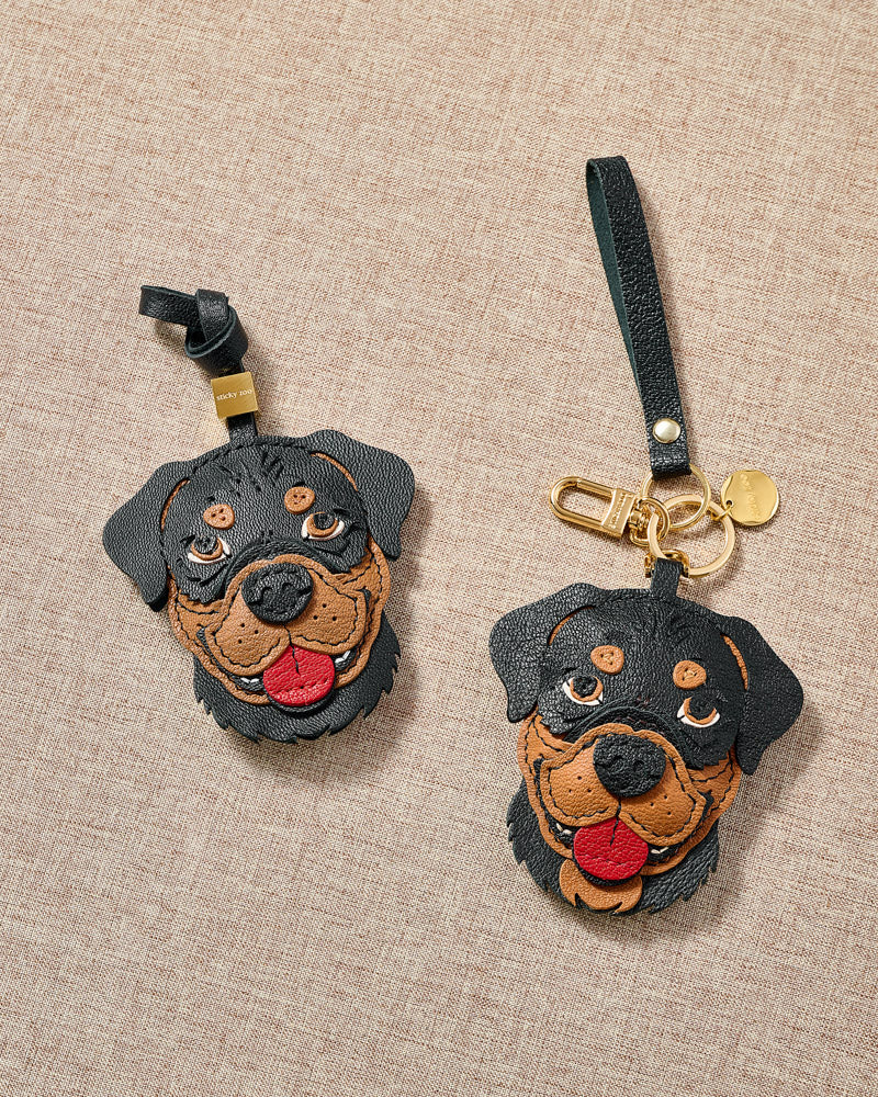 crimie キーチェーン rottweiler rats tenderloin Rottweiler Leather Charm — Handmade French Goatskin – STICKYZOO®