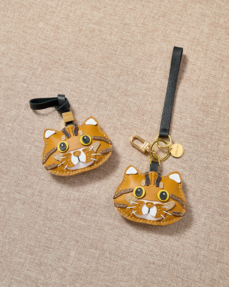 Ginger Tabby Leather Charm — Hand-Cut French Leather | STICKYZOO