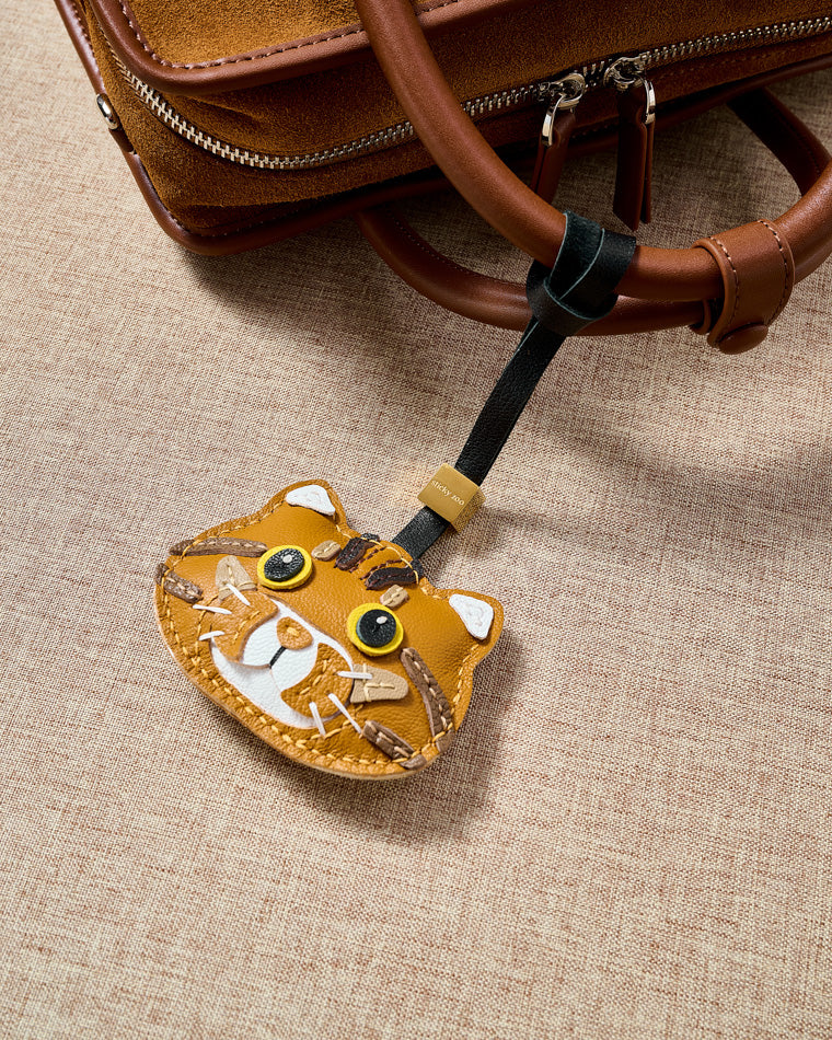 Ginger Tabby Leather Charm — Hand-Cut French Leather | STICKYZOO