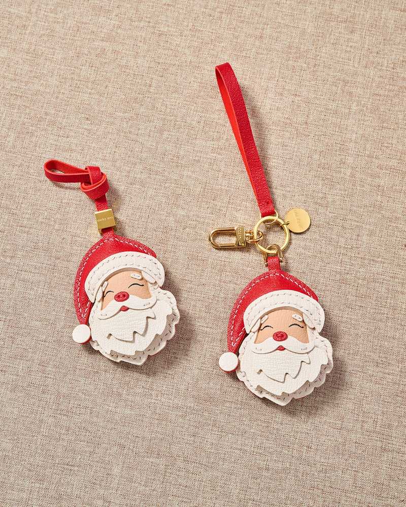[専用　こり様] チャーム 刺繍 ストラップ クリスマス ハンドメイド STICKY ZOO® – Noël Santa Leather Bag Charm & Keychain – Handmade