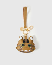 Forest Tabby on an 18K gold-plated keychain clip with engraved STICKYZOO disc — clips to keys, bags or backpacks.