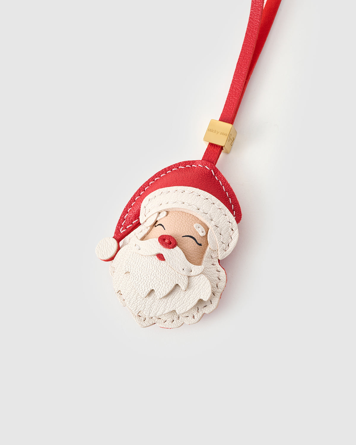 Noël Santa Leather Bag Charm & Keychain – Handmade Holiday Gift