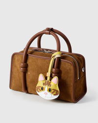 Yellow-Strap Tabby Cat charm — genuine French Alran goatskin. Never vegan. Never synthetic. The difference shows.
