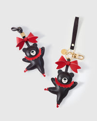 Parisian Bear on an 18K gold-plated keychain clip with engraved STICKYZOO disc — clips to keys, bags or backpacks.