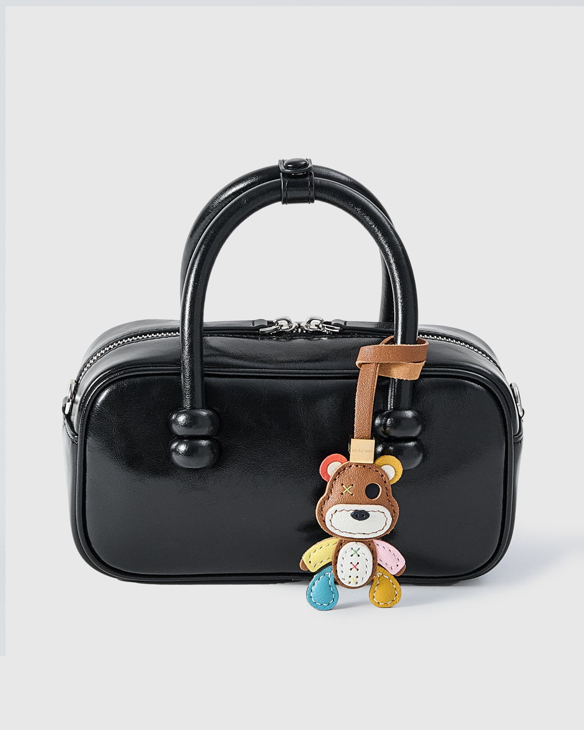 Sticky Zoo® レザー バッグチャーム＆キーチェーン – 18Kゴールドを