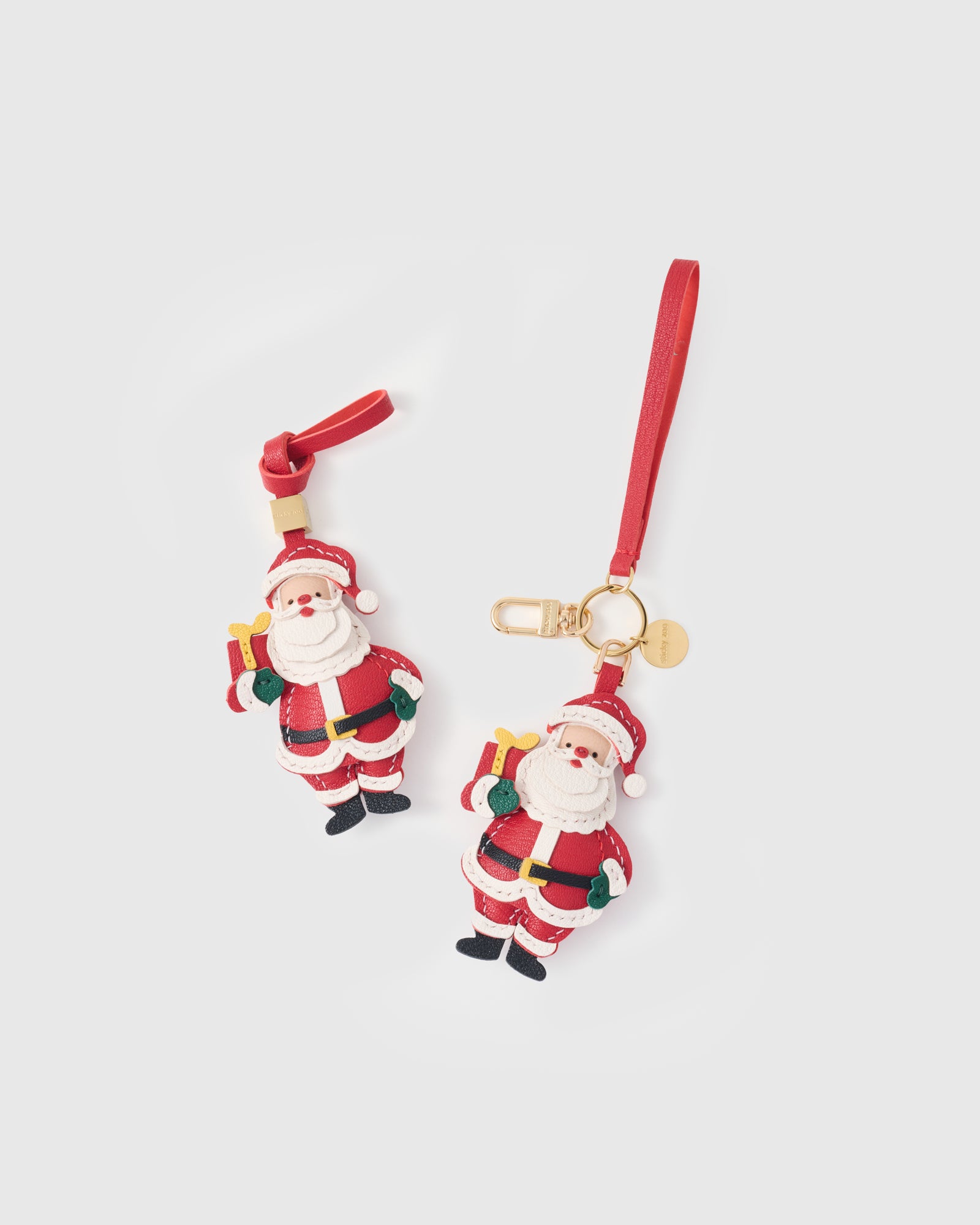 Santa Leather Bag Charm & Keychain – Handmade Christmas Gift
