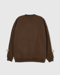Back view of dark brown Teddy Check-Ear showing clean silhouette with bears at cuffs