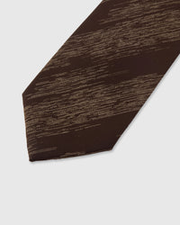 STICKYZOO Mahogany Slub Tie — detail of hand-embroidered slub texture stripe on pure mulberry silk