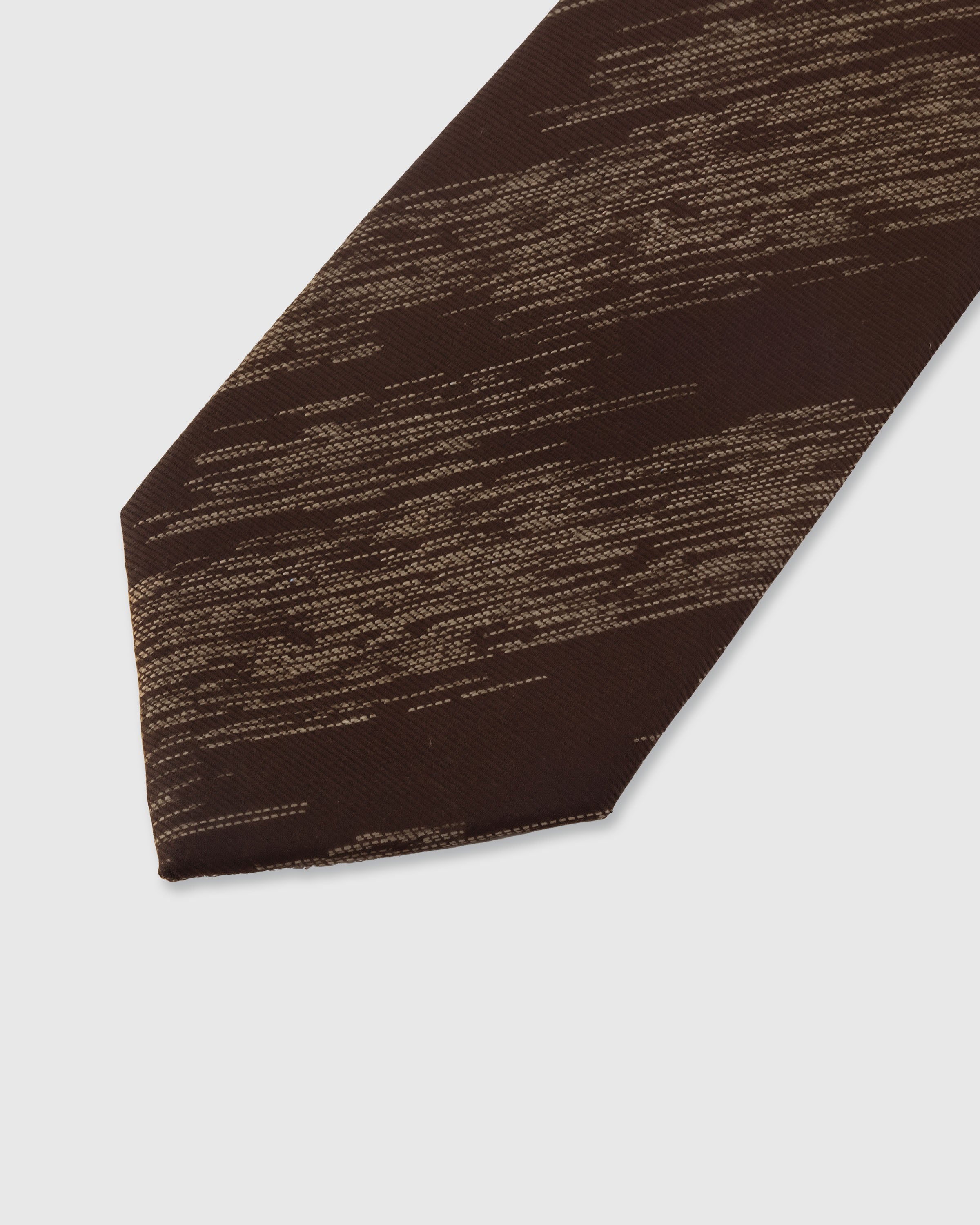 STICKYZOO Mahogany Slub Tie — detail of hand-embroidered slub texture stripe on pure mulberry silk