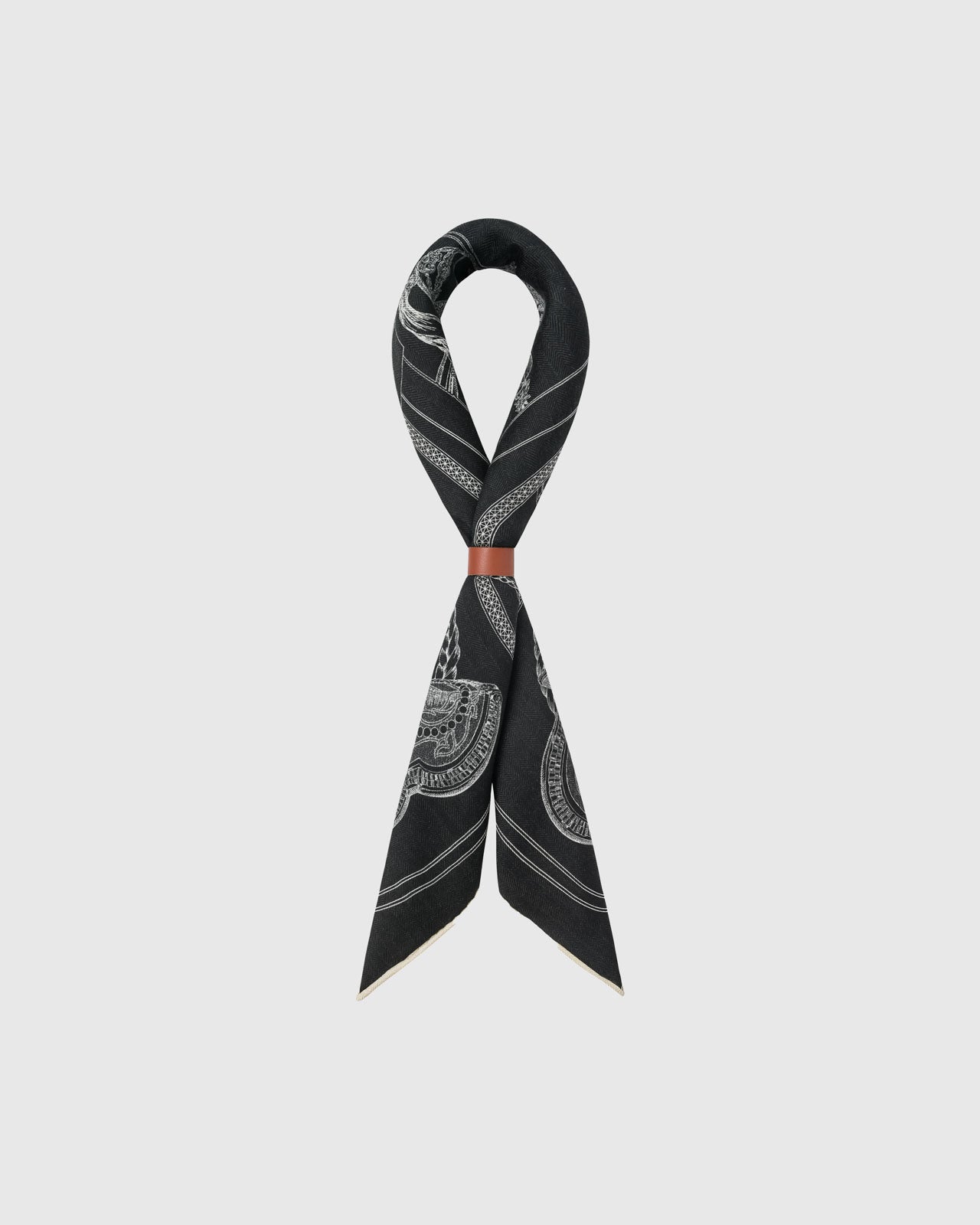Black silk scarf edge detail with ivory line border drape on pure silk in archival inks