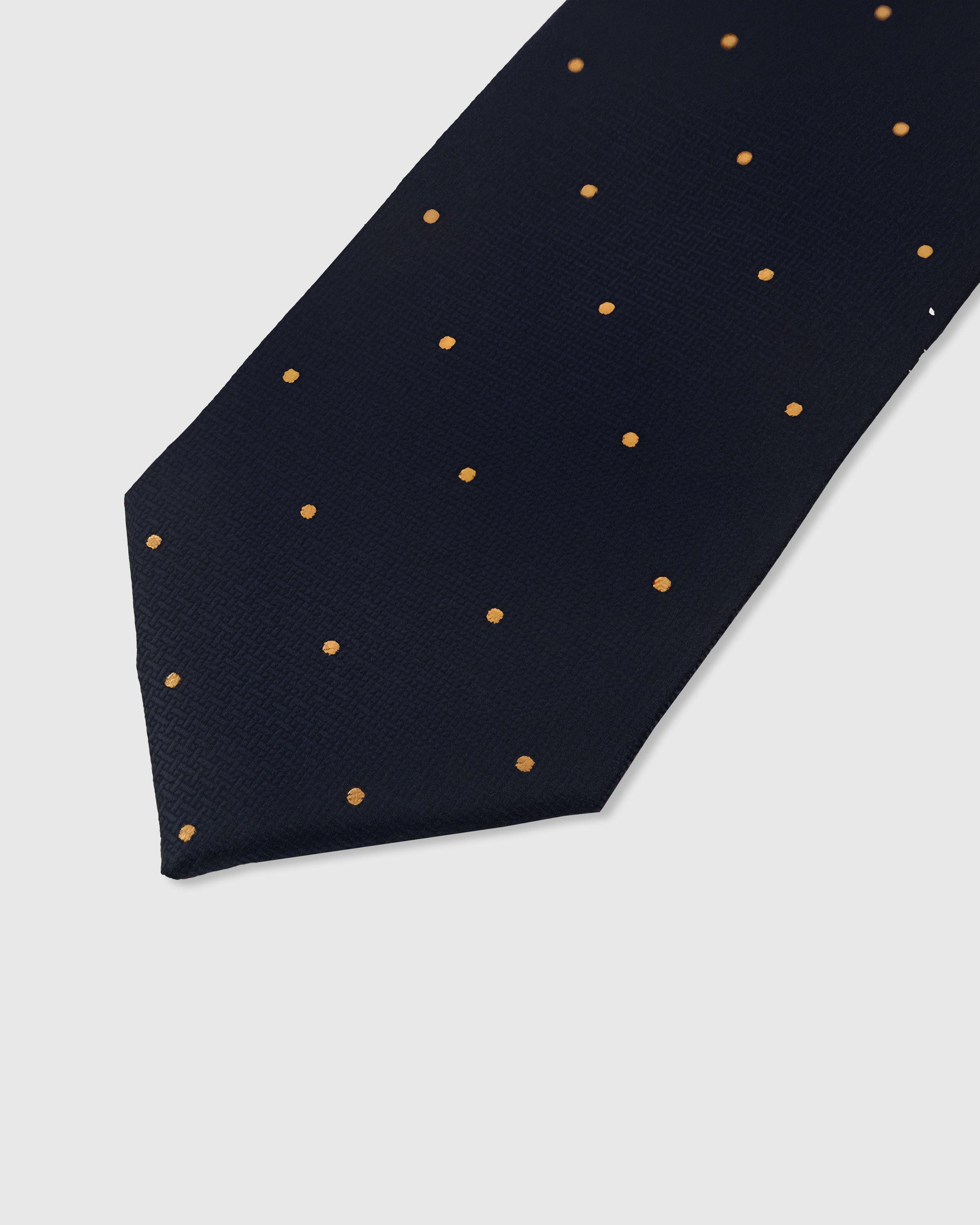 Gold pin dot detail on midnight mulberry silk tie showing raised hand-embroidered thread by STICKYZOO