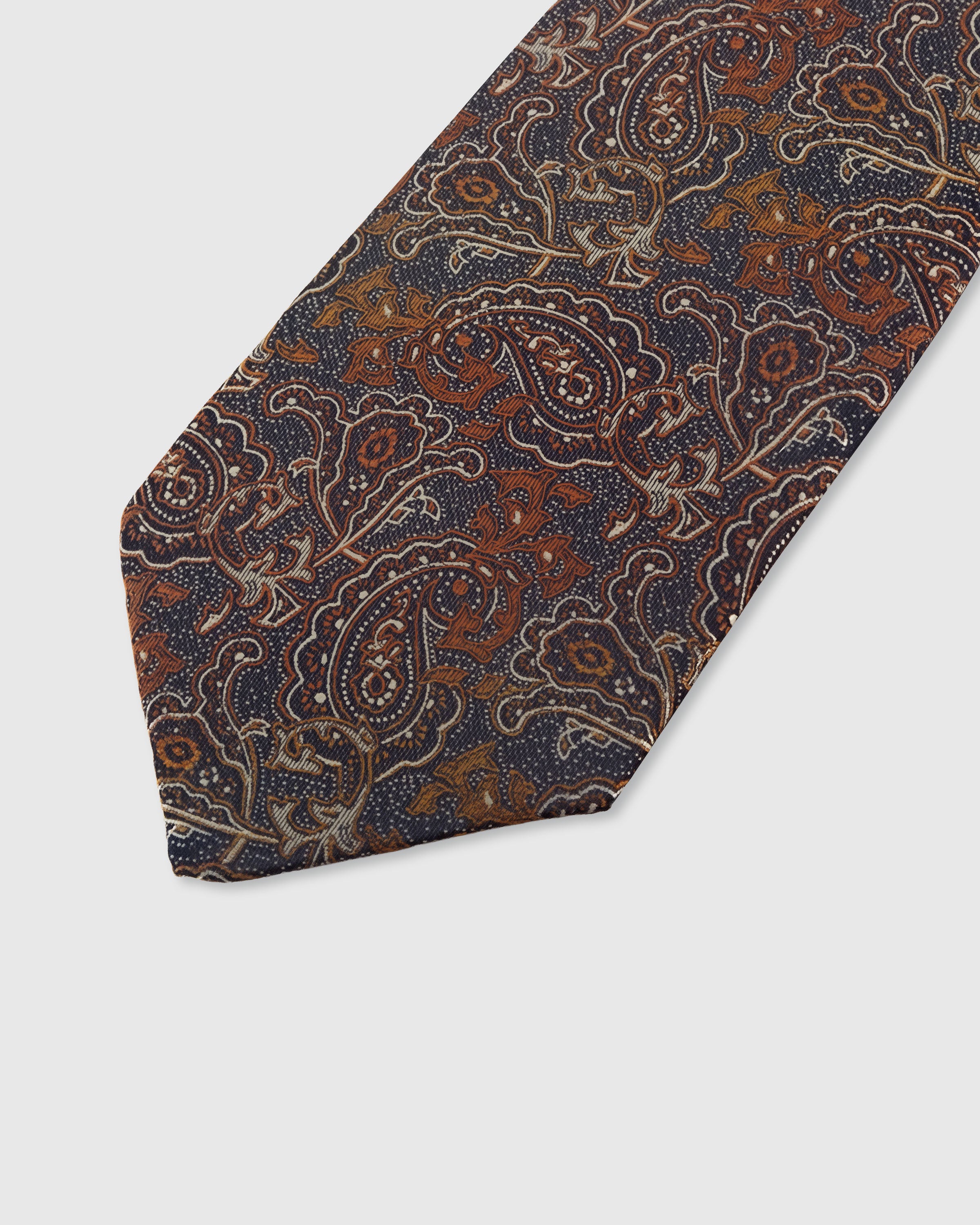 {Embroidered paisley tapestry detail} Paisley detail on midnight navy mulberry silk tie showing embroidered pattern by STICKYZOO