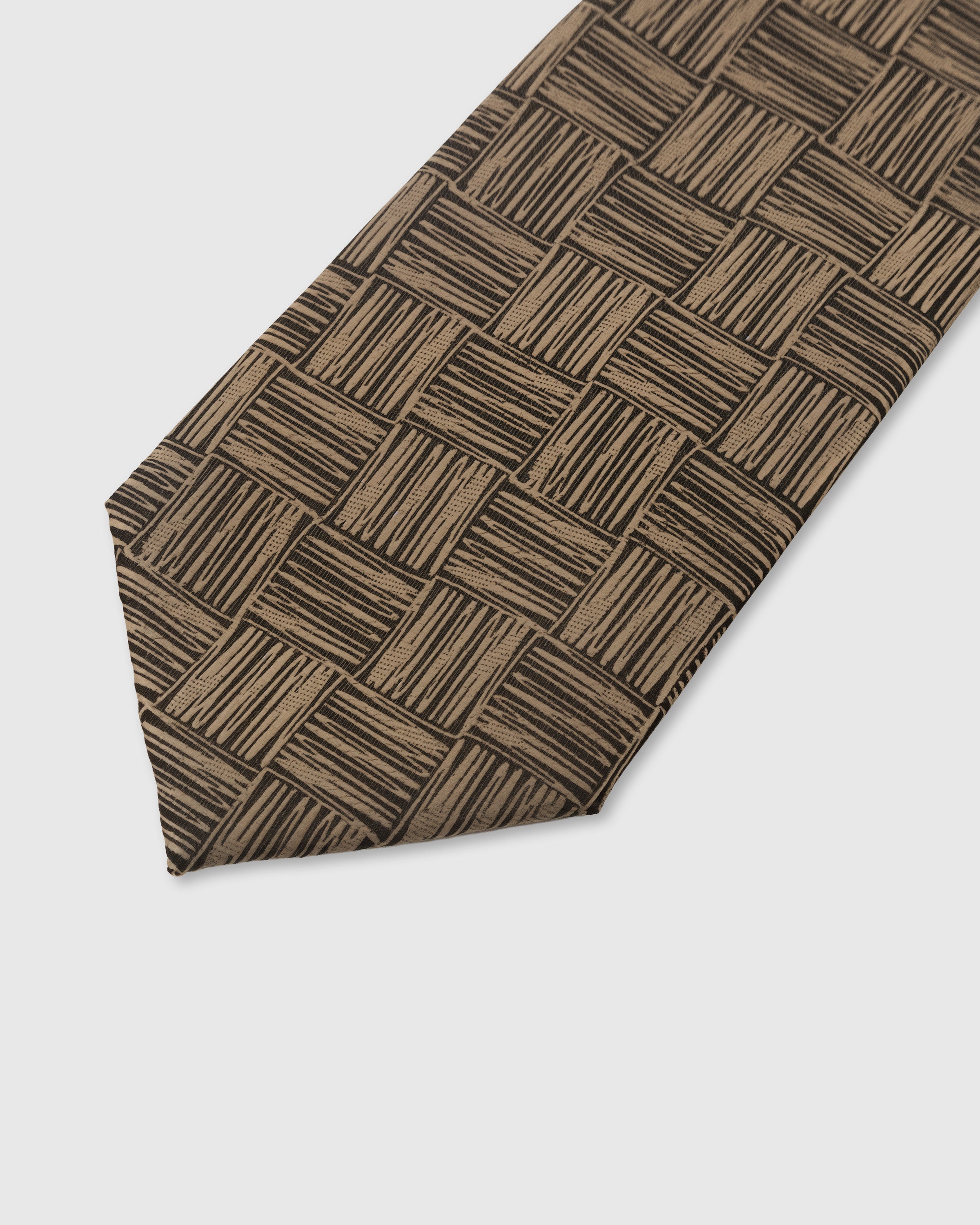 Basketweave texture detail on bronze mulberry silk tie showing woven directional pattern by STICKYZOO