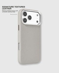 TEXTURED LEATHER CASE — GRAY