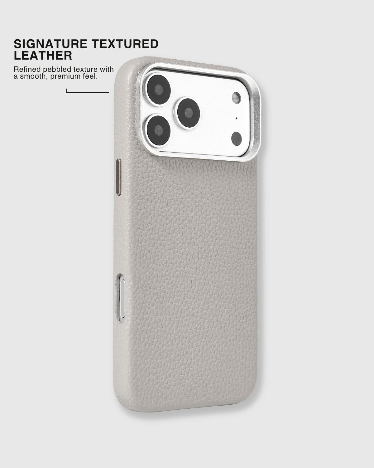 TEXTURED LEATHER CASE — GRAY