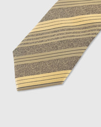 Taupe textured stripe detail on saffron mulberry silk tie showing herringbone weave pattern by STICKYZOO