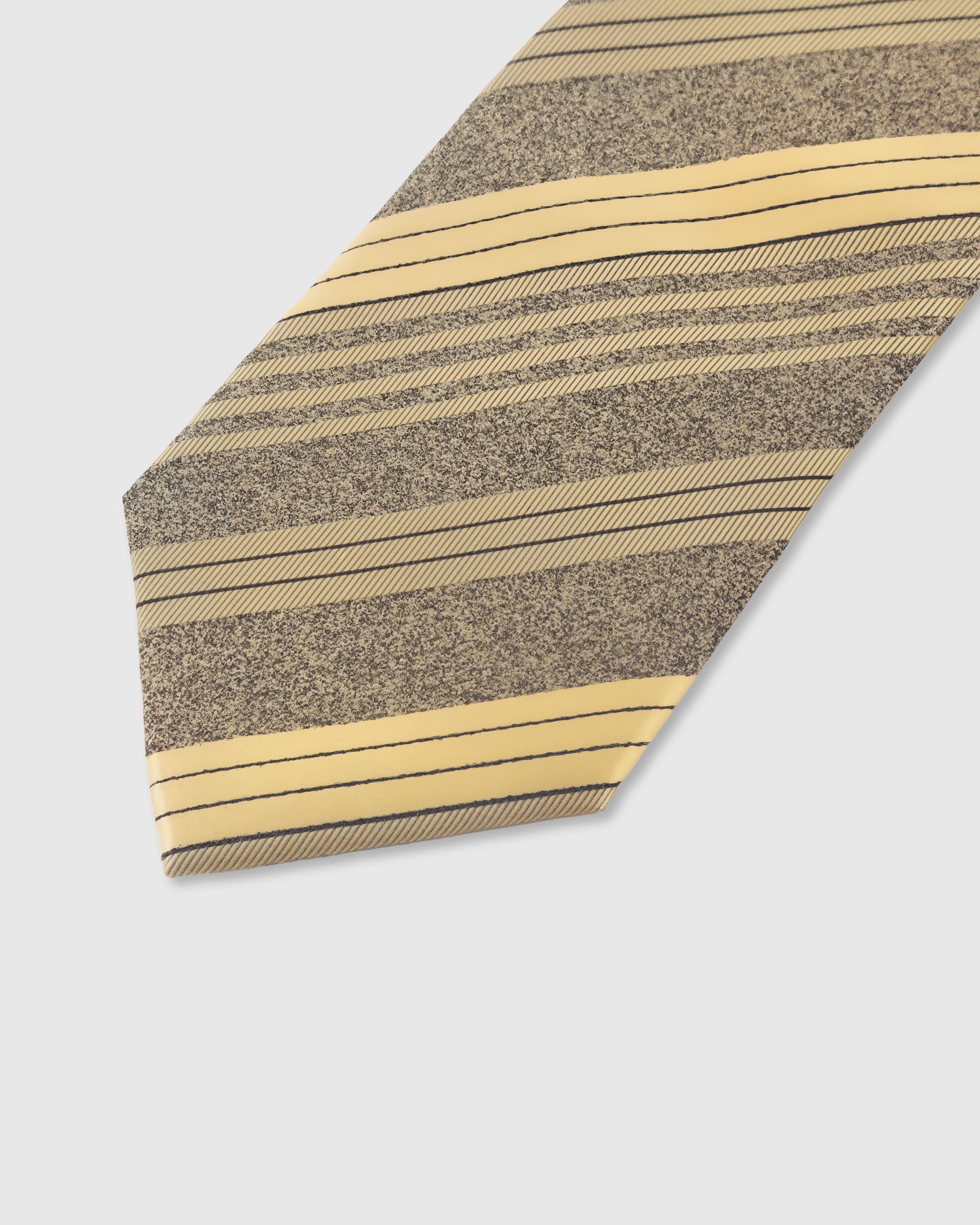 Taupe textured stripe detail on saffron mulberry silk tie showing herringbone weave pattern by STICKYZOO
