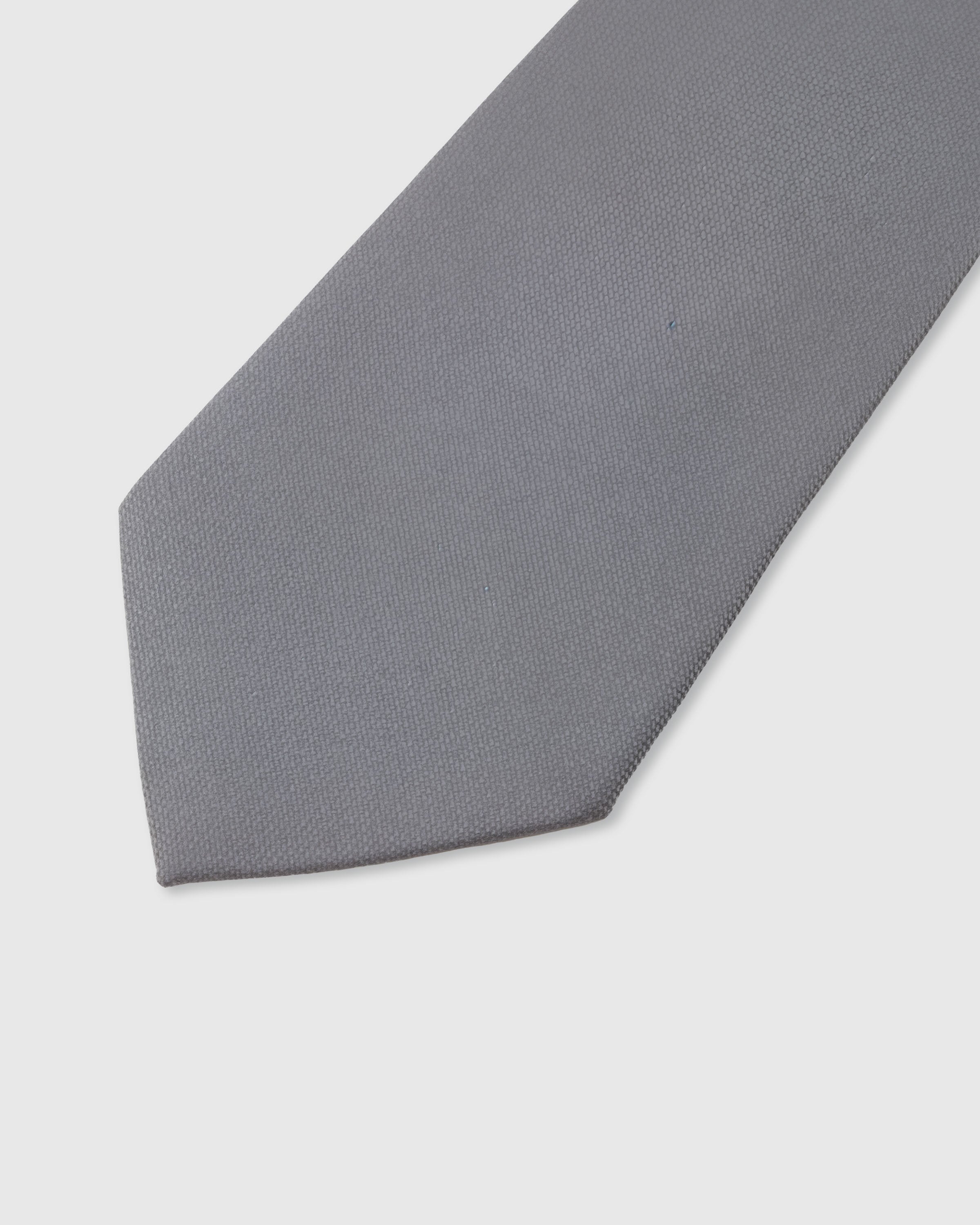 STICKYZOO Pewter Silk Tie — detail of hand-embroidered solid textured on pure mulberry silk