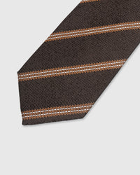 {Embroidered copper stripe detail} Textured stripe detail on espresso mulberry silk tie showing embroidered pattern by STICKYZOO