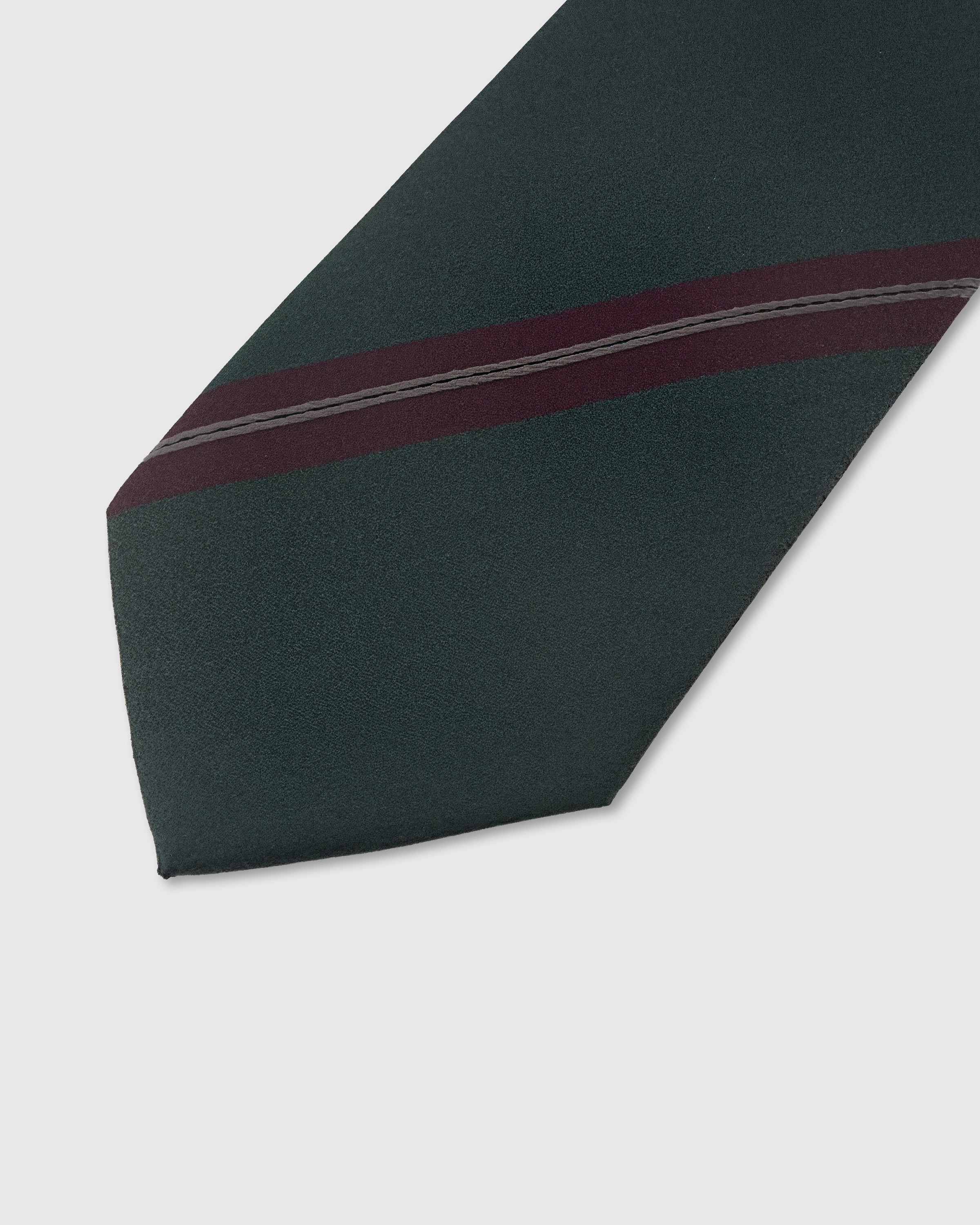 Merlot stripe detail on evergreen mulberry silk tie showing woven accent band by STICKYZOO