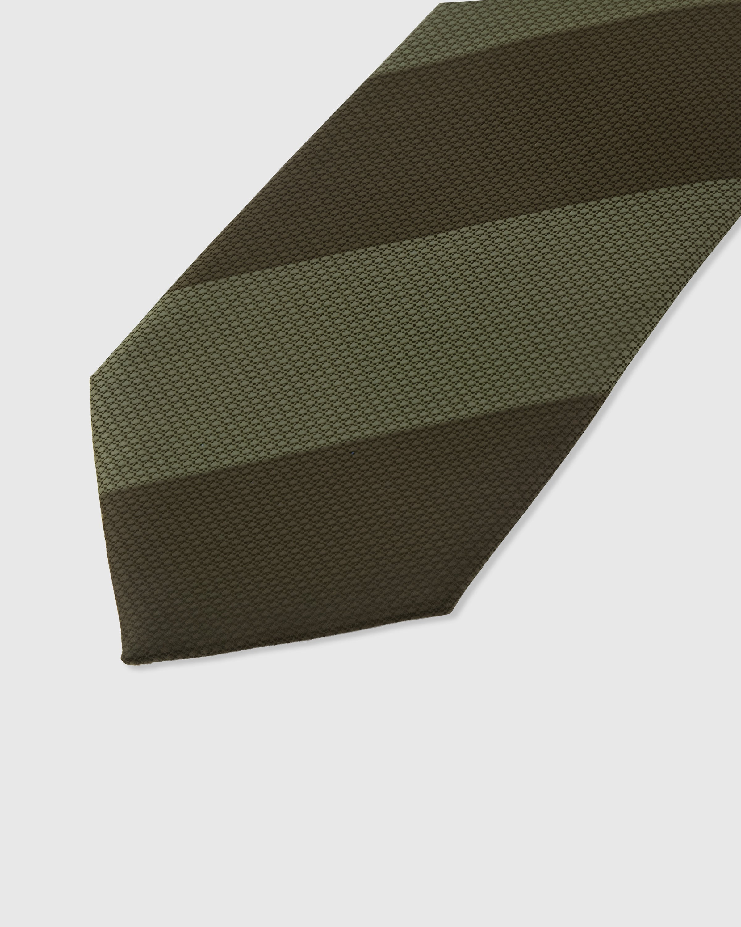 {{Woven stripe, not print}} Tonal stripe detail on olive mulberry silk tie showing subtle diagonal band transitions by STICKYZOO