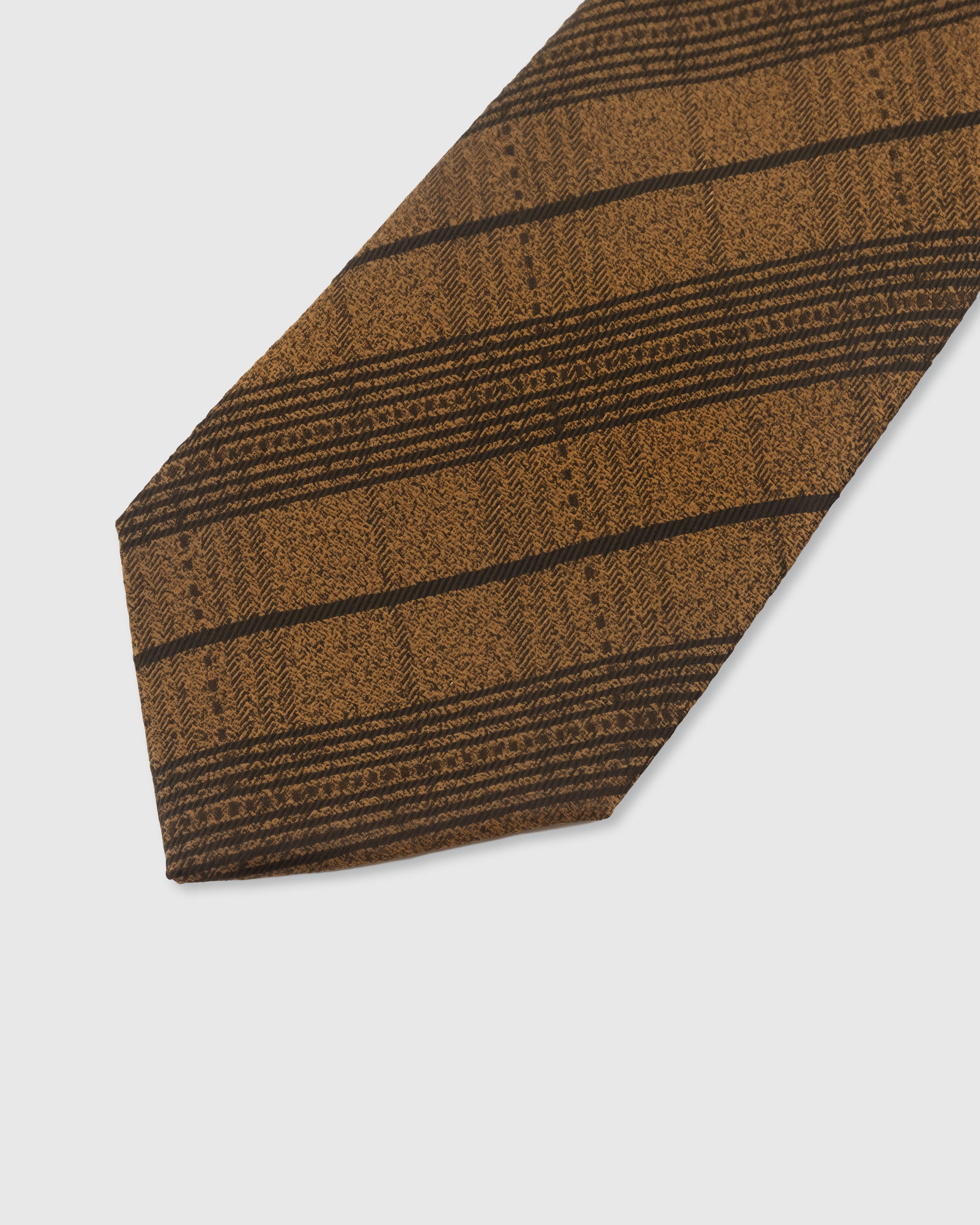 {Tonal herringbone stripe detail} Herringbone detail on amber mulberry silk tie showing embroidered pattern by STICKYZOO