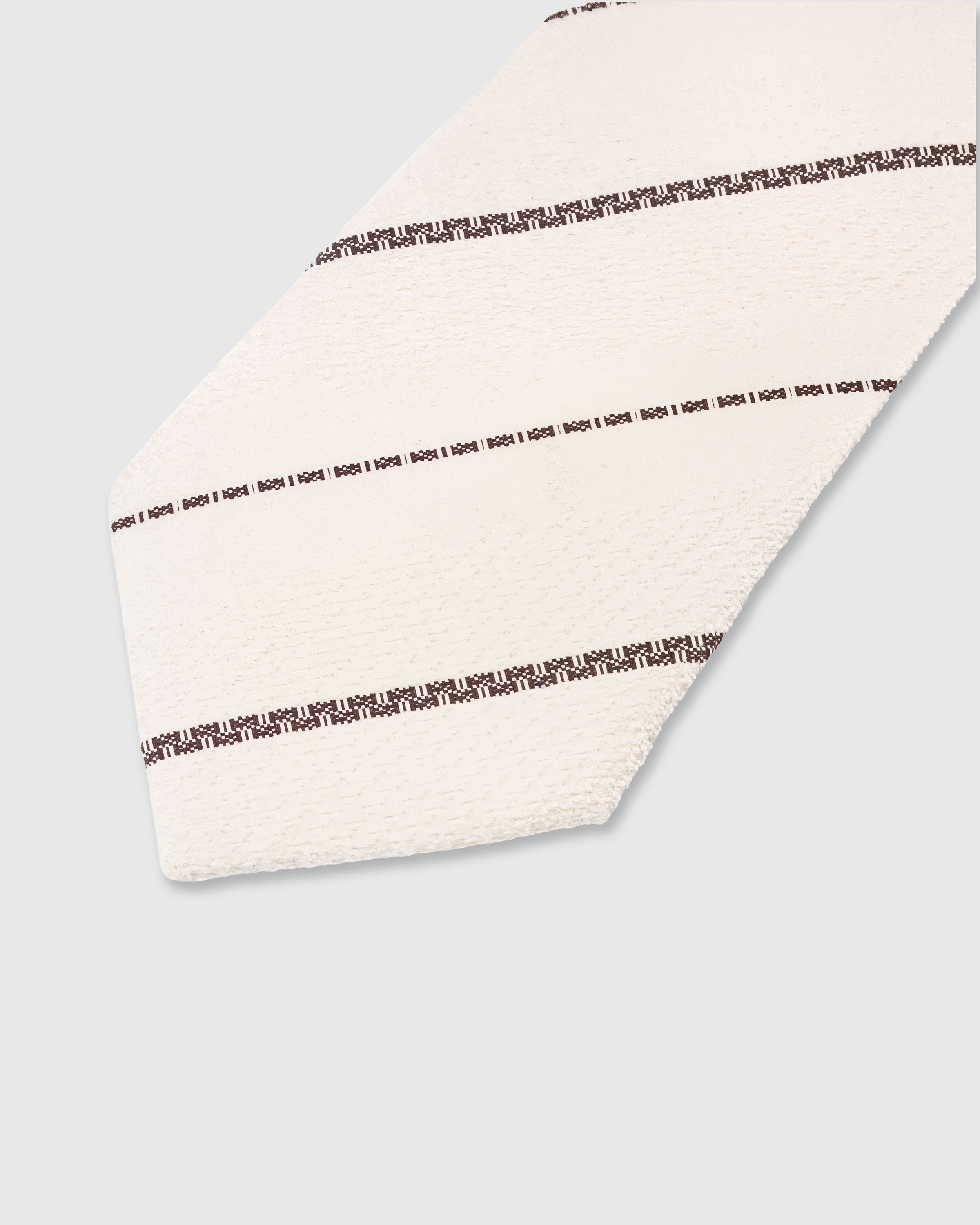 STICKYZOO Ivory Pinstripe Tie — detail of hand-embroidered textured pinstripe on pure mulberry silk