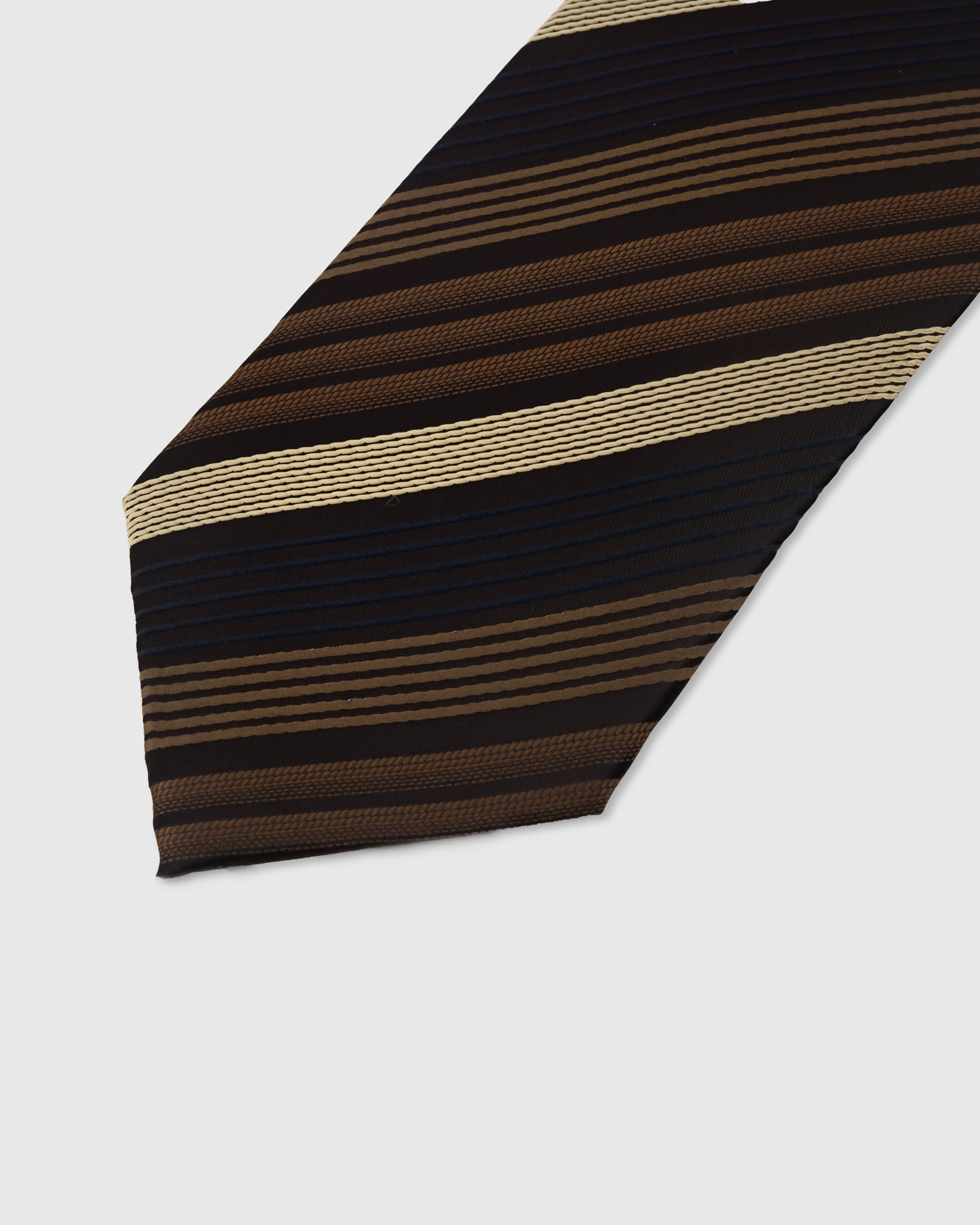 Multi-tone stripe detail on onyx mulberry silk tie showing raised hand-embroidered thread by STICKYZOO