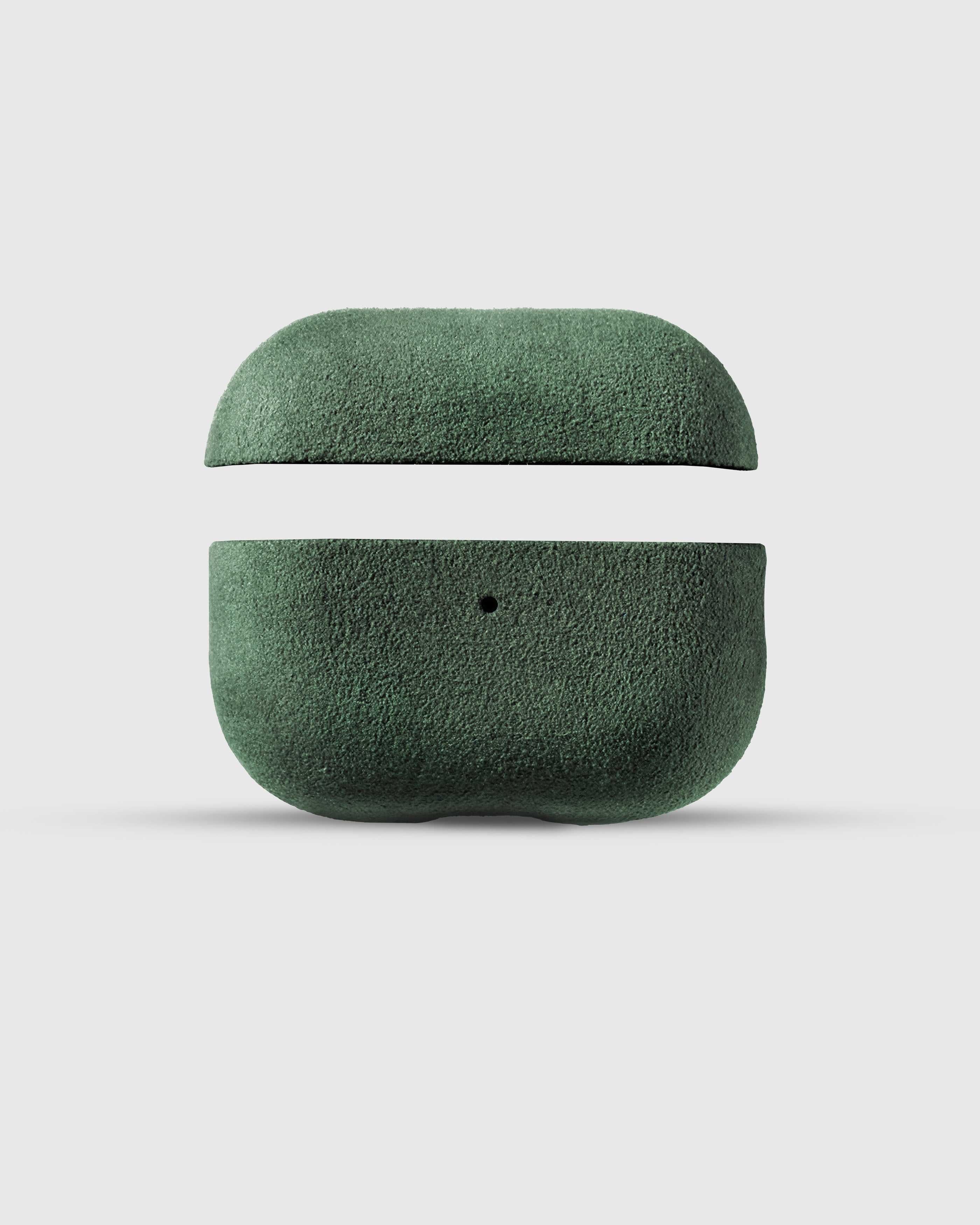 {{Not silicone — real Alcantara.}} STICKYZOO evergreen case showing dense Italian microfiber suede nap