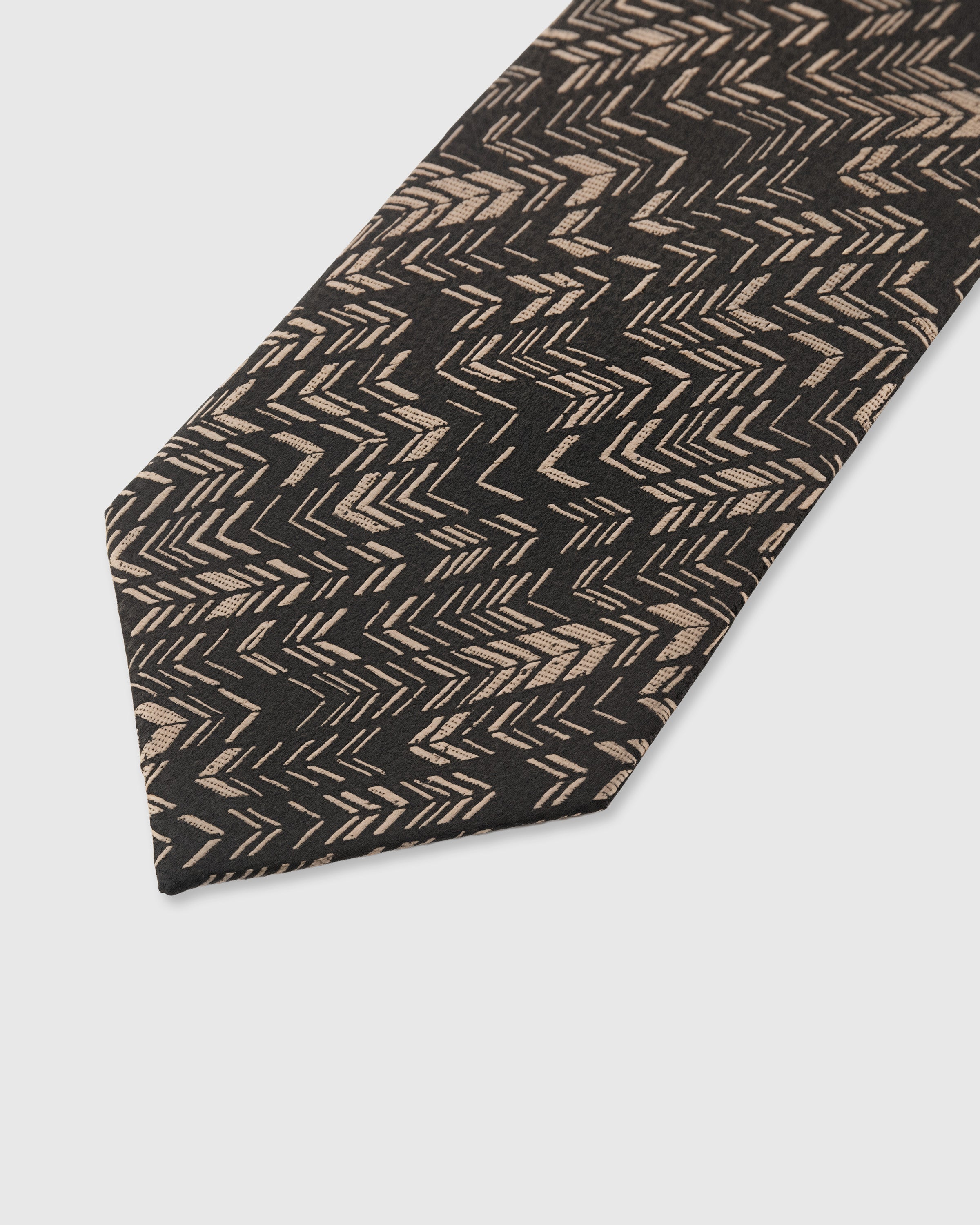 Herringbone weave detail on onyx mulberry silk tie showing zigzag thread pattern by STICKYZOO